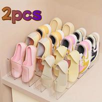 2/4pcs Space-Saving Vertical Shoe Rack Organizer | Multifunctional, Transparent, 4-Section, Easy to Clean | Bedroom, Wardrobe