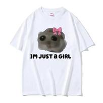 Funny Trendy Cute Kawaii Sad Hamster T Shirt Women Summer Fashion Vintage Tee Shirt Casual T-shirt Streetwear S įvairiaspalvis