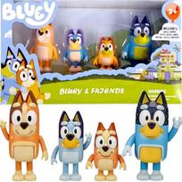 Bluey Zestaw 4 Figurek Rodzinka Figurki Bingo Chili Bandit Mama Prezent 8Cm