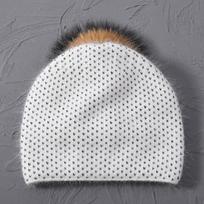 Hat Pompom Of Raccoon Women Winter Beanie Angora Knit Double Layers Warm Accessory For Autumn Cold Weather Sports Skiing Outdoor balta