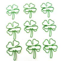 9Pcs Green Four-leaf Clover Paperclips Scrapbook Decor Binder Clip Mini Metal Bookmark Office Desk Accessories