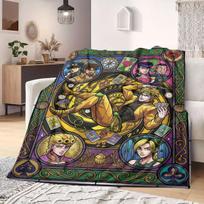 JOJO Bright 2D Print Flannel Blanket, Anime Theme for Bed Couch, Soft Travel Picnic Throw Blanket_LIAN 75x90cm