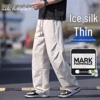 Mark Fairwhale Men's Ice Feel Loose Straight Leg Casual Pants 3XL pilkšvai balta