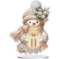 2D/Flat Winter Snowman DIY Diamonds Painting Desktop Decorations Desktop Diamond Art Kits Diamond Painting Desktop Ornaments Kit