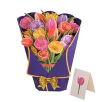 3D Pop Up Greeting Card Paper Sculpture Flower Bouquet Design for Mother's Day Holiday Celebration Gift Decoration with Envelope A