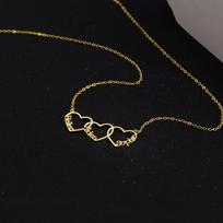 Dreamtimes Multiple Heart Necklace Personalized Name Hearts Necklace Custom Family Name Necklace with Heart Kids Name Necklace 35cm&three heart balta