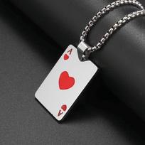 Charlemagne King Poker Love K Pendant Stainless Steel Necklace Men and Women Hip-Hop Rock Casino Good Luck Jewelry