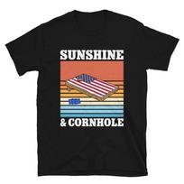 Sunshine And Cornhole American Flag USA July 4th Retro Funny Unisex T- Shirt 2XL