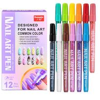 12 Colors Nail Graffiti Pen Acrylic Paint Pens, Extra Fine, Graffiti Nail Paint Acrylic Art Markers for DIY Art Nail Creation