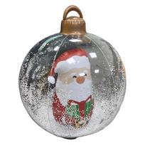 Skaidrus pripučiamas kalėdinis burbulas su švieselėmis, lauko kalėdinis PVC ornamentas, snaigės formos, pripildytas putplasčio, dirbtinis krištolinis burbulas šventiniam dekorui 60 cm C