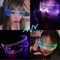 2pcs 7-Color Cyberpunk LED Visor Glasses for Cosplay Halloween Bar Club Party gray