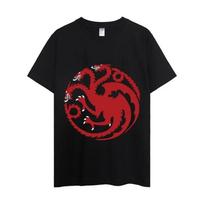 House of the Dragons T Shirt Men Couple Combination Clothes Short Sleeve Collar Fashion Woman Cotton#Color S juoda