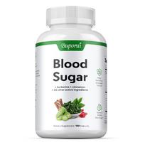 Blood sugar support supplement containing berberine, coenzyme Q10, and cinnamon can promote healthy blood sugar levels. 120