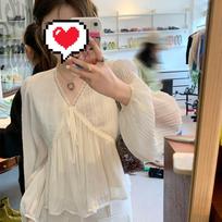 New Korean Style Sweet Girl Story Looming and Gentle Temperament Lace Wind Chime Top for Women S balta