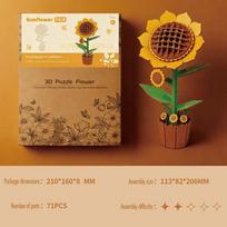 Flower 3D Wooden Puzzles Diy Wooden Flowers Model Kit Building Set Crafts For Adults To Build Botanical Collection Creative Gift