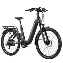 TTGO E-SUVO Electric Bike 250W Motor 48V15Ah Battery 120km Max Range 27.5“ × 2.4” Tires Softtail Frame Hydraulic Disc Brakes Shimano 7-speed tamsiai pilka spalva