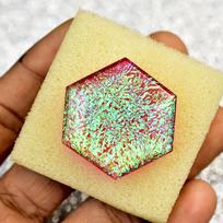 FLAWLESS Lab-Created Monarch Opal 70 Ct CERTIFIED Fancy Cut Loose Gemstone 27.3 mm įvairiaspalvis