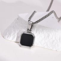 Square Natural Stone Necklaces for Men Women,Waterproof Multiple Colors Geometric Pendant Collar,Trendy Jewelry Gifts 50cm