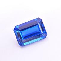 Sri Lankan NATURAL Sapphire 15 Ct Emerald Shape CERTIFIED Blue Loose Gemstone 16 mm mėlyna