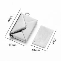 Stainless Steel Customized Letter Envelope Necklace Locket Jewelry Secret Love Note Pendant Engraved Note Photo for Women