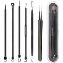 6pcs/set Acne Removal Needle and Clip Stainless Steel Tool Blackhead Removal Blemishes Facial Skin Care Beauty Facial Pore Clean 6PC-Black