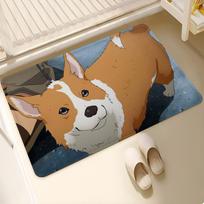 anime-corgi Hallway Carpet Non-Slip Laundry Room Mat Laundry Decor Balcony Child Living Room Toilet Rug 40cm x 60cm