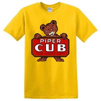 „Piper Cub“ lėktuvo logotipo geltoni unisex marškinėliai S įvairiaspalvis
