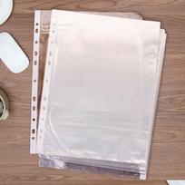 100pcs A4 PP Punched Punch Pockets Folders Filing Wallets Sleeves Bag Transparent 0.04mm