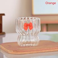 Rožinis lankelis stiklas mielas vandens puodelis animacinis lankas stiklinis puodelis dryžuotas mielas papuoštas kavos puodelis buitinis vaisių arbata limonadas mergaičių dovana 350ml oranžinė