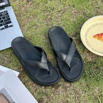 Summer flip-flops men's and women's home simple solid color outer wear non-slip and versatile couple sandals flat beach shoes 36