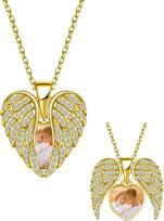 Personalized S925 Photo Heart Locket Necklace Angel Wings Memorial Necklace with Picture Mother Girlfriend Anniversary Gift