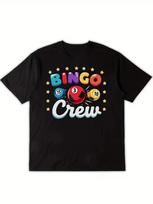Men'S Bingo Crew Graphic T- Shirt - Black with Bold Bingo Game Design - Soft Ever L