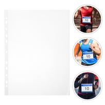 100Pcs Transparent Vinyl Document Sleeves Race Bib Display Protector Sheets 11 Holes Clear Running Gear Organizer Marathon Bib China Mainland