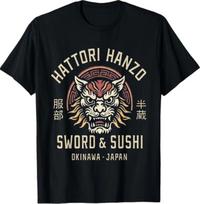Hattori Hanzo Kardas ir Sushi Okinawa Japonija Retro Dovana Marškinėliai 4XL