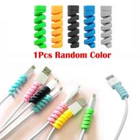 1Roll 1.4m Laser Color USB Charging Data Cable Protector Anti-break Spring Protection Rope Wire Cord Rope Earphone Bobbin Winder