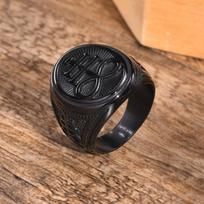 Vnox Sigil of Lucifer Rings Men Boys Talisman Amulet Gift Jewelry,Black Stainless Steel Satan Demon Devil Symbol Signet Ring 11