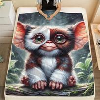 1PC Gizmo Gremlins Print Flannel Blanket, High quality All Seasons, Home Decor, Warmth and Comfort, Perfect for Christmas Gifts 80cm x 120cm