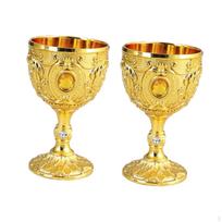 2 Easy Clean Goblet Home Decorative Ornament Birthday Gift Unbreakable Engraved Handmade gold yellow