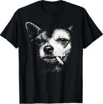 Dog Smoking Cigarette Funny Chihuahua Meme T-Shirt M
