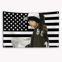 Tom Kaulitz Amerikos Vėliava Plokščiai Spausdinamas Dekoratyvinis Vėliava Vidaus Lauko Sienai Kabinti Miegamojo Garažo Reklamai 74x94cm(29x37in) black
