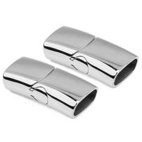 1 PC Smooth Wide Gold Stainless Steel Magnetic Clasps for Jewelry Making Clasps End Caps Magnet Lace Buckle DIY Leather Bracelet fit 8x4mm