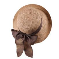 Juostelė „Bowknot Decor“ šiaudinė skrybėlė, apvali kupola, vientisos spalvos sulankstoma moteriška kreminė nuo saulės kelioninė kepurė madingi aksesuarai chaki