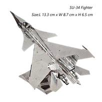 Su-34 New Fighter 3D Metal Puzzle Kits Cy-34 Fullback Fighter Assembly Model Laser Cutting Puzzle Jigsaw Toys For Kids Adult