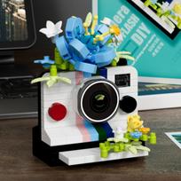 Slr Retro Camera Mirror Flower Model Building Block Set-Creative Trendy Ornament Educational Toy For Children Gift Ornament