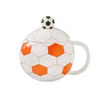 Easy To Clean 400ml Ceramic Coffee Cup Soccer Ball Pattern Drinking Mug with Handle For Sports Enthusiasts mėlyna