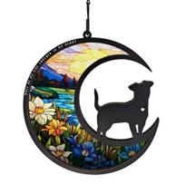 Pet Memorial Suncatcher Angel Cat Dog Sun Catcher Panel Stained Glass Window Hanging Ornaments Pet Loss Sympathy Gift for Pet Lovers D