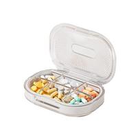 Compact 6 Section Daily Pills Dispenser Water Resistant Silicone Gasket Plastic Case Easy Medication Management balta