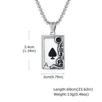 Gothic Playing Card Necklace for Men Boys,Stainless Steel Spade A Pendant Necklace,Vinatage Jewelry Gift 60cm