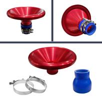 Universal Car Cold Air Compressor 2.5  Intake Inlet Velocity Stack Turbo Horn Kit With Silicone Hose and Clamp Car Accessories raudona
