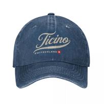 Ticino, Switzerland Vintage Crest with Swiss Flag Baseball Cap Visor |-F-| Ladies Hat Men'S S įvairiaspalvis